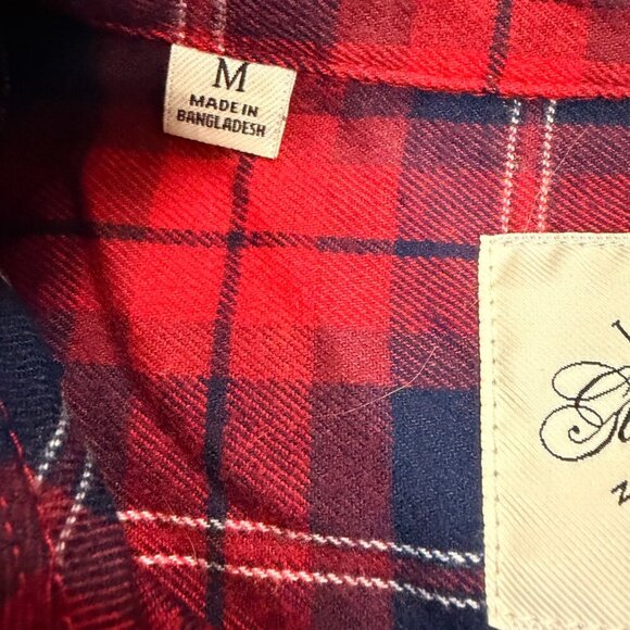 ❤️ JACHS Girlfriend Red & Navy Oversized Flannel Button-Up Shirt (Size M) - Picture 7 of 8